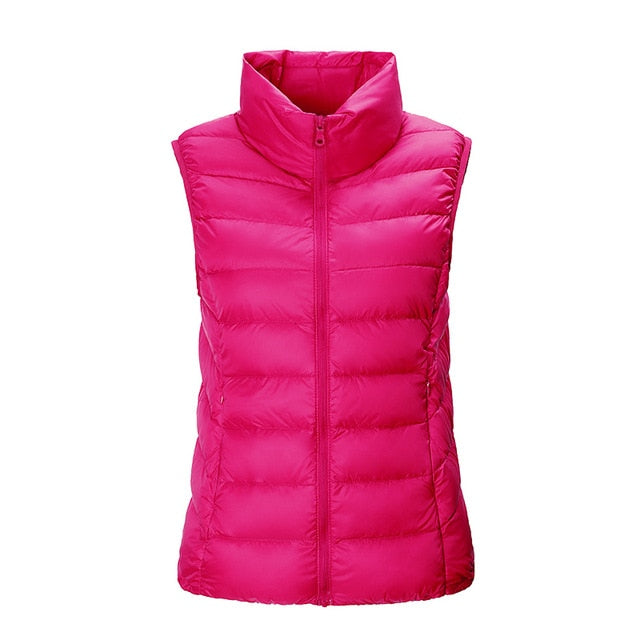 SINGRAIN Women down vest jacket 100% White Duck Down Vest ultra light sleeveless vest jacket winter warm plus size waistcoat