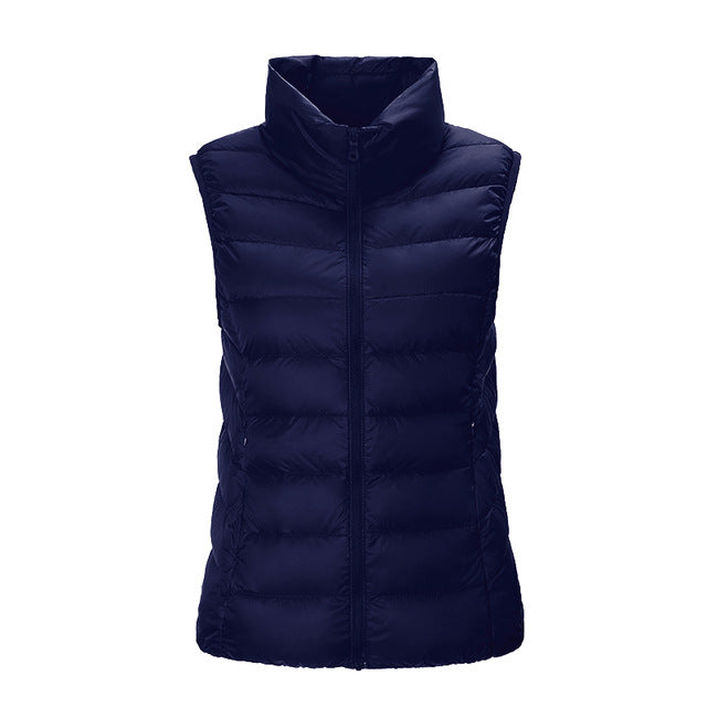 SINGRAIN Women down vest jacket 100% White Duck Down Vest ultra light sleeveless vest jacket winter warm plus size waistcoat