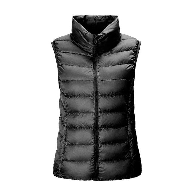 SINGRAIN Women down vest jacket 100% White Duck Down Vest ultra light sleeveless vest jacket winter warm plus size waistcoat