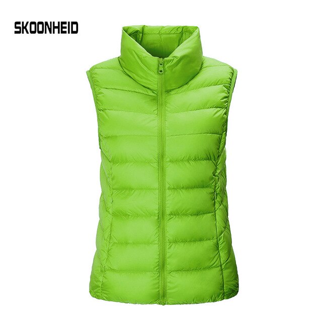 SINGRAIN Women down vest jacket 100% White Duck Down Vest ultra light sleeveless vest jacket winter warm plus size waistcoat