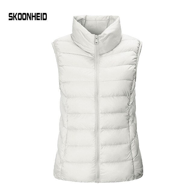 SINGRAIN Women down vest jacket 100% White Duck Down Vest ultra light sleeveless vest jacket winter warm plus size waistcoat