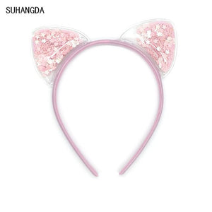 New Girls Cute Colorful Sequin Cat Ears Headbands Children Sweet Cat Ears Hair Band Kids Hair Accessories Scrunchie Christmas