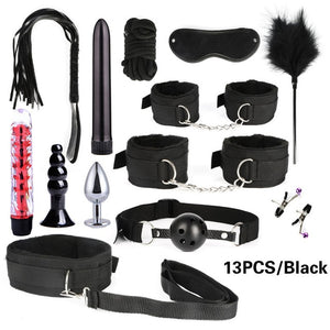 26 PCS Adults Sex Toys For Women Men Handcuffs Nipple Clamps Whip Spanking Sex Metal Anal Plug Vibrator Butt Bdsm Bondage Set