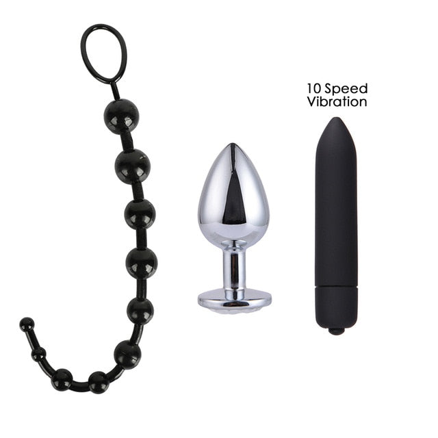 26 PCS Adults Sex Toys For Women Men Handcuffs Nipple Clamps Whip Spanking Sex Metal Anal Plug Vibrator Butt Bdsm Bondage Set