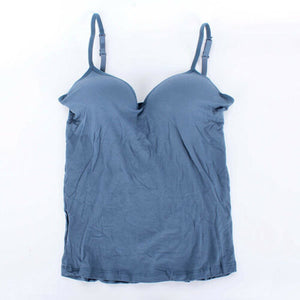 Women Padded Bra  Spaghetti Strap V Neck Vest Cami Tank Tops Shirt Blouse