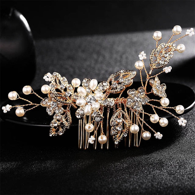 Miallo Wedding Crystal Peals Hair Combs Bridal Hair Clips Accessories Jewelry Handmade Women Head Ornaments Headpieces for Bride