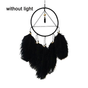 Girl Heart Dream Catcher National Feather Ornaments Lace Ribbons Feathers Wrapped Lights Girls Room Decor Dreamcatcher