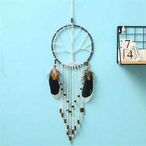 Girl Heart Dream Catcher National Feather Ornaments Lace Ribbons Feathers Wrapped Lights Girls Room Decor Dreamcatcher