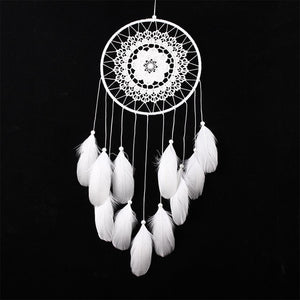 Girl Heart Dream Catcher National Feather Ornaments Lace Ribbons Feathers Wrapped Lights Girls Room Decor Dreamcatcher