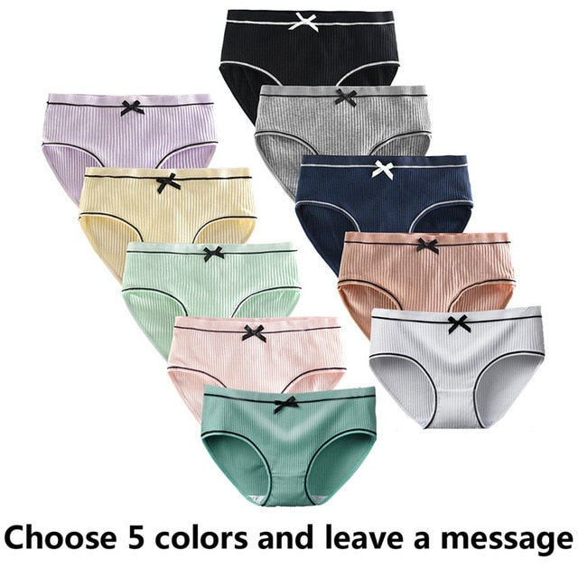 5 Pcs/Lot Girls Cotton Underwear Cute Knot Soft Breathable Briefs Young Girl Panties Solid girl Briefs Children Clothes 10 Color