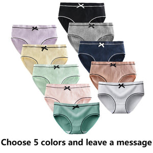 5 Pcs/Lot Girls Cotton Underwear Cute Knot Soft Breathable Briefs Young Girl Panties Solid girl Briefs Children Clothes 10 Color