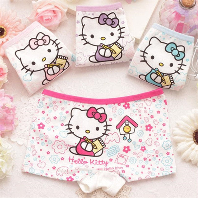 4 Pieces/Lot 2-12Y Children Underwear High Quality Cotton Girls Panties Cute Cat Pattern Kids Boxer Briefs Child Soft girl Pants