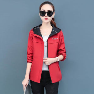 2020 Spring Autumn Women Jacket fashion Hooded Two Side Wear Cartoon Print Outwear women Loose Coat female Windbreaker tops P369