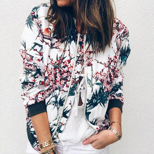 Outerwear & Coats Jackets Womens Ladies Retro Floral Zipper Up Bomber Outwear Casual coats and jackets women 2018AUG10