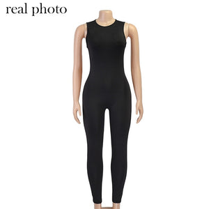 Simenual Casual Solid Bodycon Sleeveless Jumpsuits Sporty Workout Active Wear Skinny 2020 Summer Rompers Womens Jumpsuit Fashion