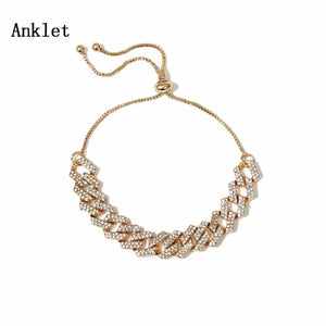 IngeSight.Z 4 Colors Charm Luxury Shiny Rhinestone Anklet Bracelet Adjustable Crystal Anklets On Foot Barefoot Sandals Jewelry