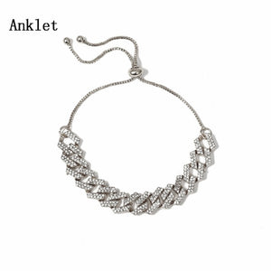 IngeSight.Z 4 Colors Charm Luxury Shiny Rhinestone Anklet Bracelet Adjustable Crystal Anklets On Foot Barefoot Sandals Jewelry