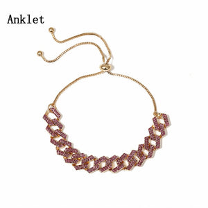 IngeSight.Z 4 Colors Charm Luxury Shiny Rhinestone Anklet Bracelet Adjustable Crystal Anklets On Foot Barefoot Sandals Jewelry