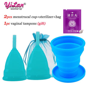 2pcs Menstrual Cup Medical Grade Silicone Copa Menstrual de Silicone Reusable Lady Cup Sterilizing Women Menstrual Period Cup