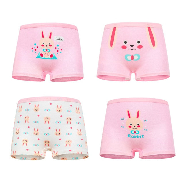 4 Pieces/Lot 2-12Y Children Underwear High Quality Cotton Girls Panties Cute Cat Pattern Kids Boxer Briefs Child Soft girl Pants