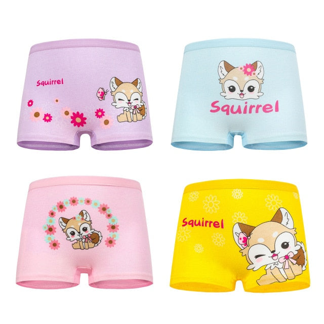 4 Pieces/Lot 2-12Y Children Underwear High Quality Cotton Girls Panties Cute Cat Pattern Kids Boxer Briefs Child Soft girl Pants