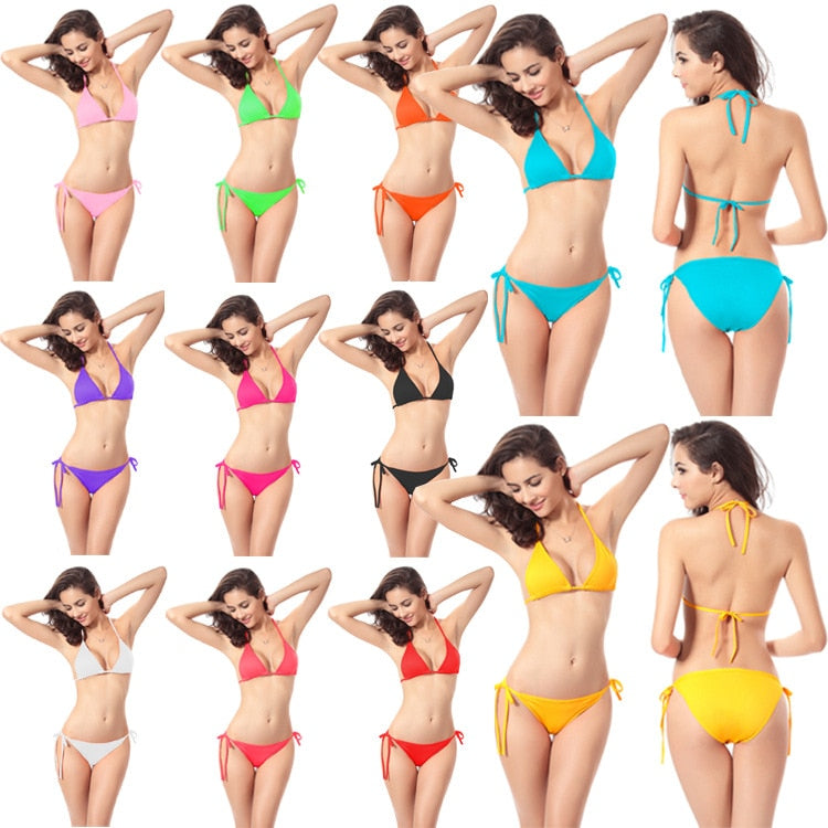 Swimwear Bikini Bathing Suit Currently Available-11 Color Candy-Colored Classic  Europe And America Tour