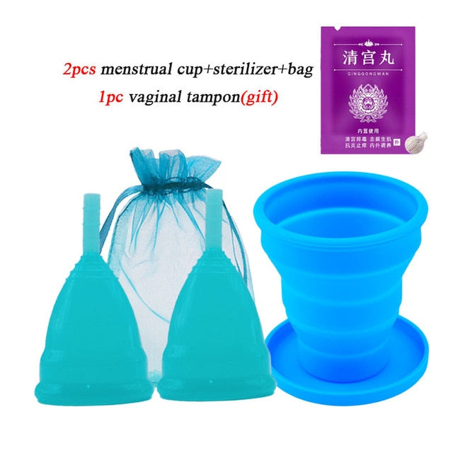 2pcs Menstrual Cup Medical Grade Silicone Copa Menstrual de Silicone Reusable Lady Cup Sterilizing Women Menstrual Period Cup