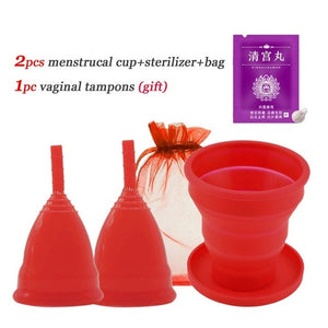 2pcs Menstrual Cup Medical Grade Silicone Copa Menstrual de Silicone Reusable Lady Cup Sterilizing Women Menstrual Period Cup