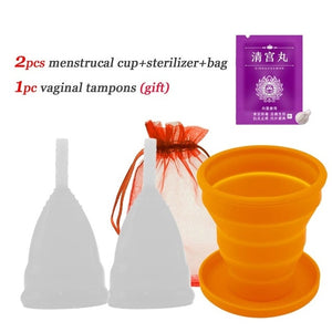 2pcs Menstrual Cup Medical Grade Silicone Copa Menstrual de Silicone Reusable Lady Cup Sterilizing Women Menstrual Period Cup