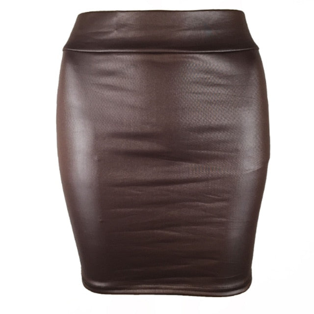 NEW fashion Sexy OL Women' Stretch Short skirt Faux Leather bag hip Skirts YF020