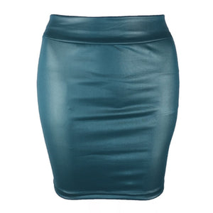 NEW fashion Sexy OL Women' Stretch Short skirt Faux Leather bag hip Skirts YF020