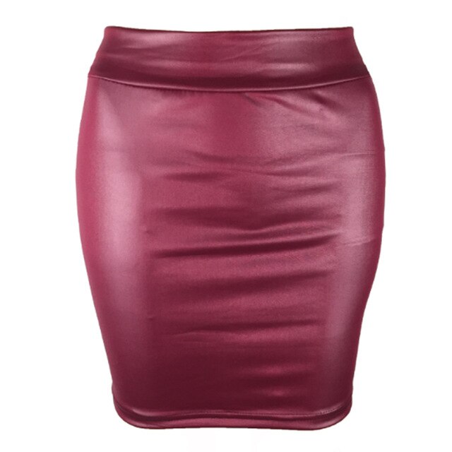 NEW fashion Sexy OL Women' Stretch Short skirt Faux Leather bag hip Skirts YF020