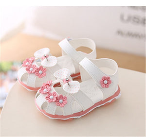 Xinfstreet Baby Toddler Girls Summer Shoes Children Sandals With Light Up Breathable Soft Bow Kids Girls Sandals Size 21-30