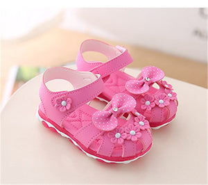 Xinfstreet Baby Toddler Girls Summer Shoes Children Sandals With Light Up Breathable Soft Bow Kids Girls Sandals Size 21-30